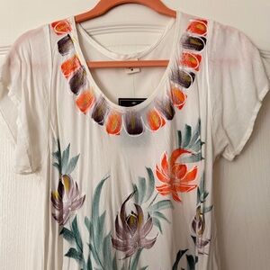 Floral Print White Flowy Dress